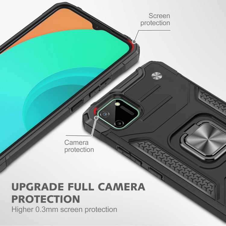 For OPPO Realme C11 Magnetic Armor Shockproof TPU + PC Phone Case with Metal Ring Holder