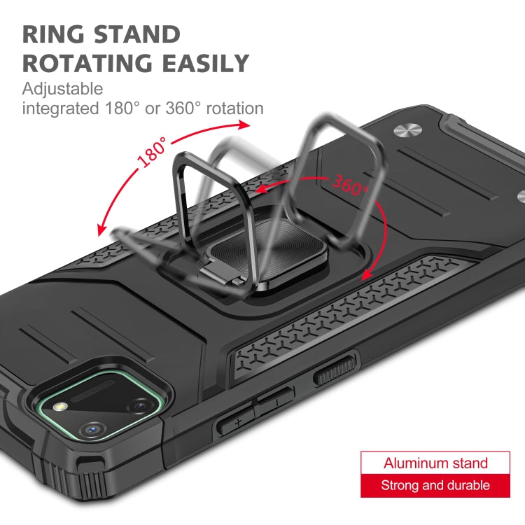 For OPPO Realme C11 Magnetic Armor Shockproof TPU + PC Phone Case with Metal Ring Holder