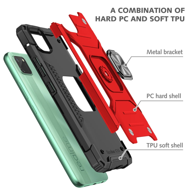 For OPPO Realme C11 Magnetic Armor Shockproof TPU + PC Phone Case with Metal Ring Holder