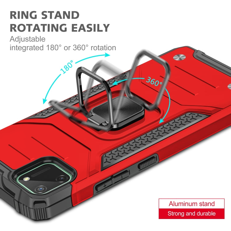 For OPPO Realme C11 Magnetic Armor Shockproof TPU + PC Phone Case with Metal Ring Holder