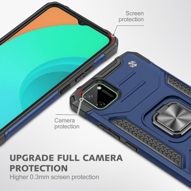 For OPPO Realme C11 Magnetic Armor Shockproof TPU + PC Phone Case with Metal Ring Holder