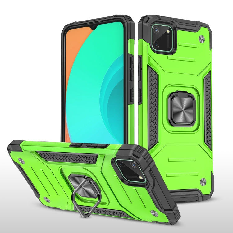 For OPPO Realme C11 Magnetic Armor Shockproof TPU + PC Phone Case with Metal Ring Holder