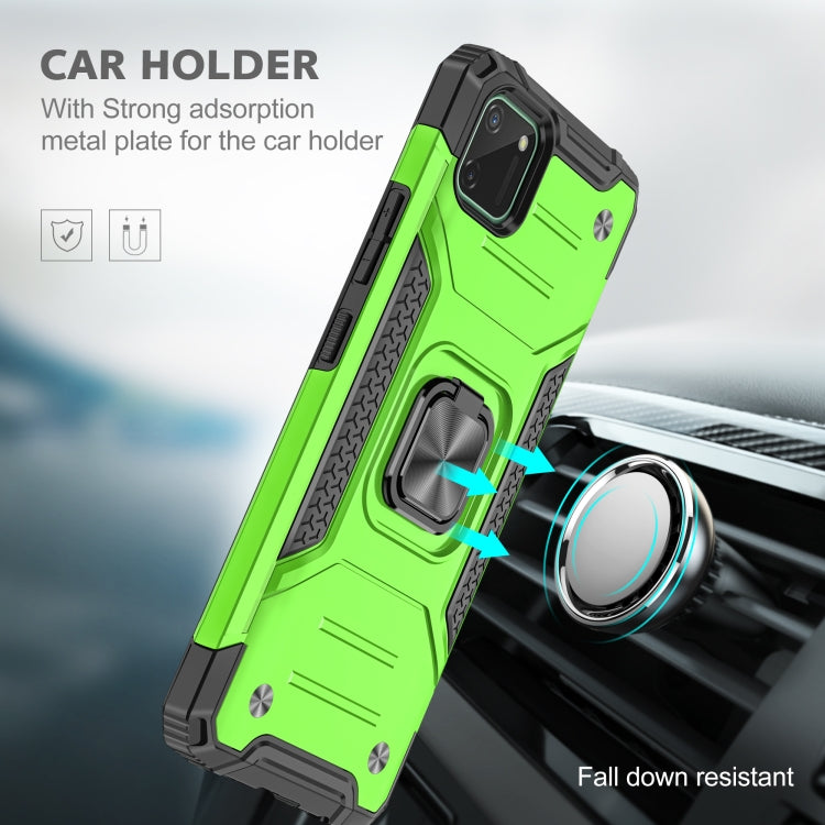 For OPPO Realme C11 Magnetic Armor Shockproof TPU + PC Phone Case with Metal Ring Holder