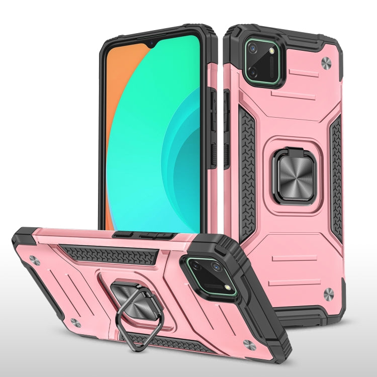 For OPPO Realme C11 Magnetic Armor Shockproof TPU + PC Phone Case with Metal Ring Holder