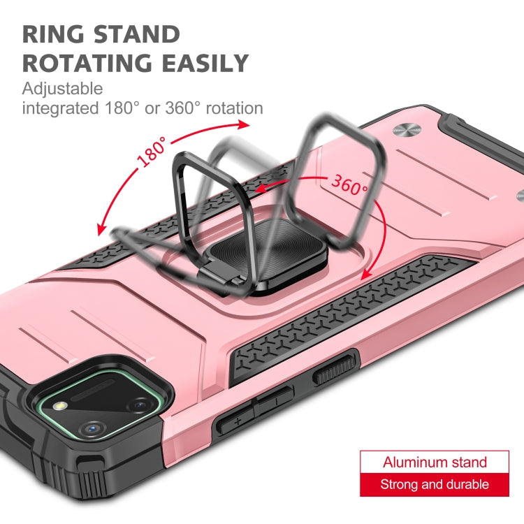 For OPPO Realme C11 Magnetic Armor Shockproof TPU + PC Phone Case with Metal Ring Holder