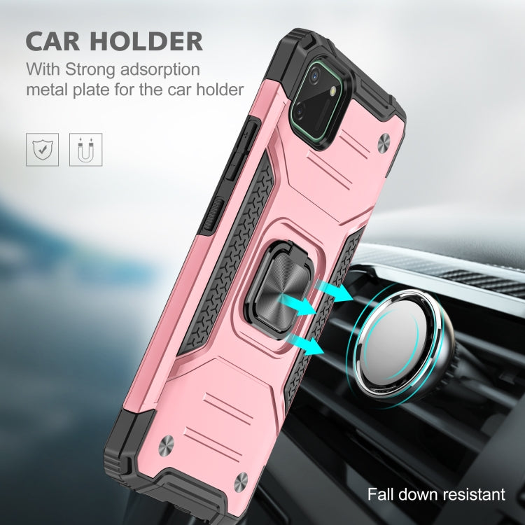 For OPPO Realme C11 Magnetic Armor Shockproof TPU + PC Phone Case with Metal Ring Holder
