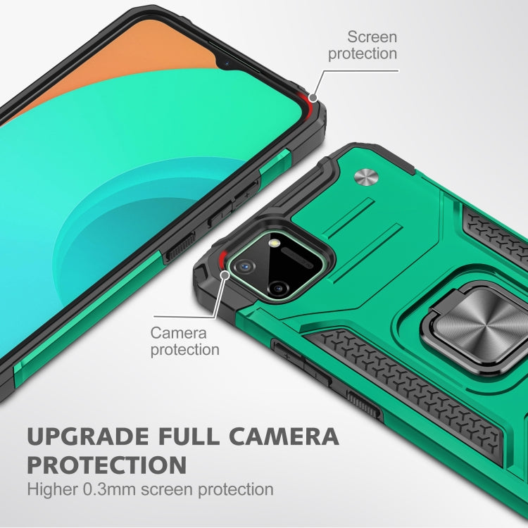 For OPPO Realme C11 Magnetic Armor Shockproof TPU + PC Phone Case with Metal Ring Holder