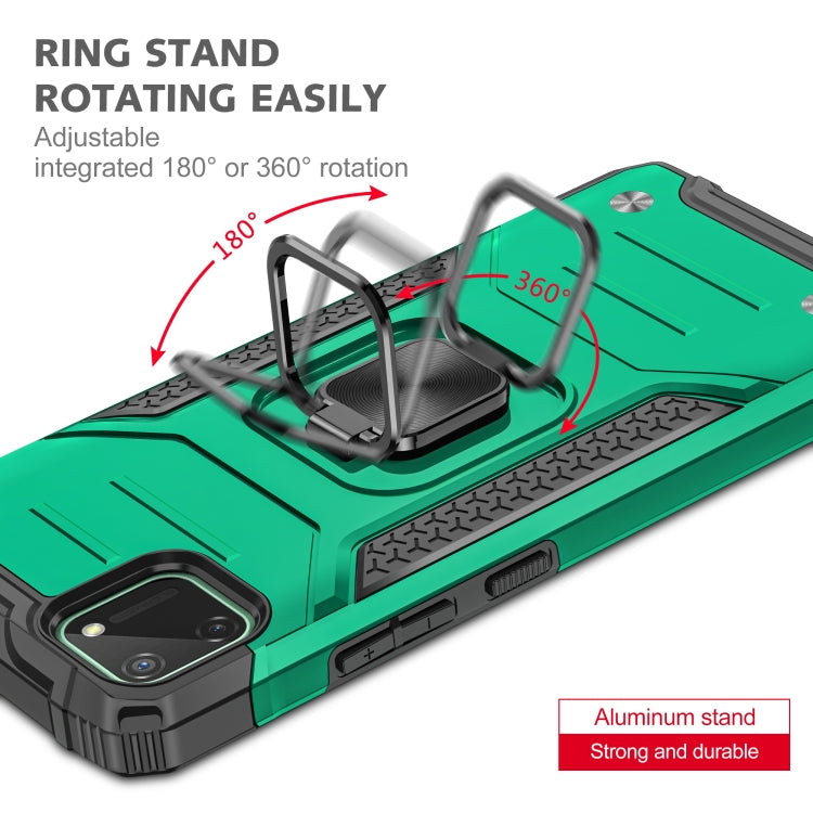 For OPPO Realme C11 Magnetic Armor Shockproof TPU + PC Phone Case with Metal Ring Holder