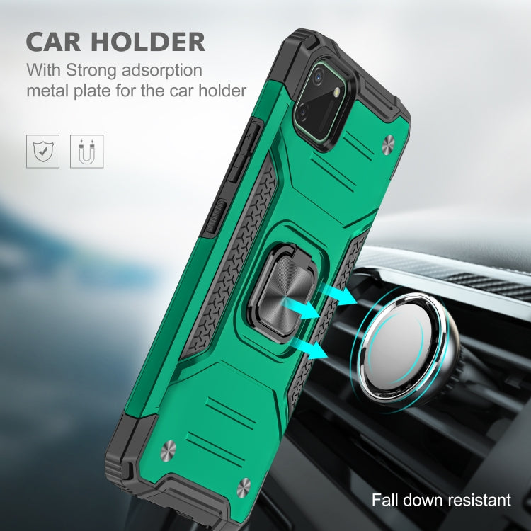 For OPPO Realme C11 Magnetic Armor Shockproof TPU + PC Phone Case with Metal Ring Holder