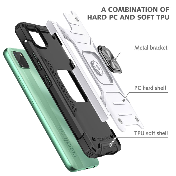 For OPPO Realme C11 Magnetic Armor Shockproof TPU + PC Phone Case with Metal Ring Holder