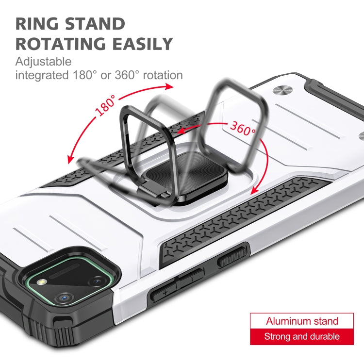 For OPPO Realme C11 Magnetic Armor Shockproof TPU + PC Phone Case with Metal Ring Holder