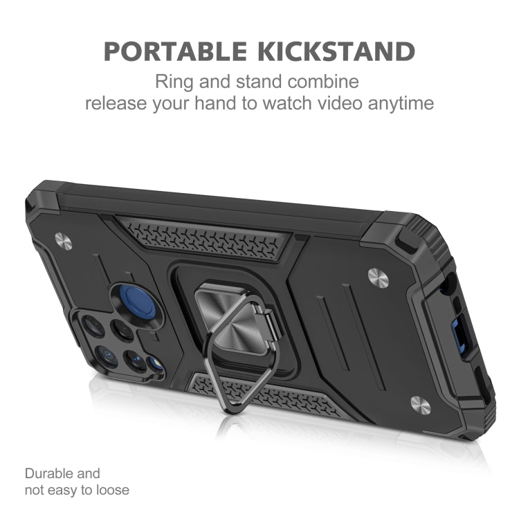 For OPPO Realme C15 Magnetic Armor Shockproof TPU + PC Phone Case with Metal Ring Holder