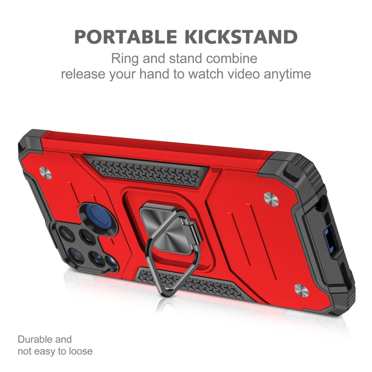 For OPPO Realme C15 Magnetic Armor Shockproof TPU + PC Phone Case with Metal Ring Holder