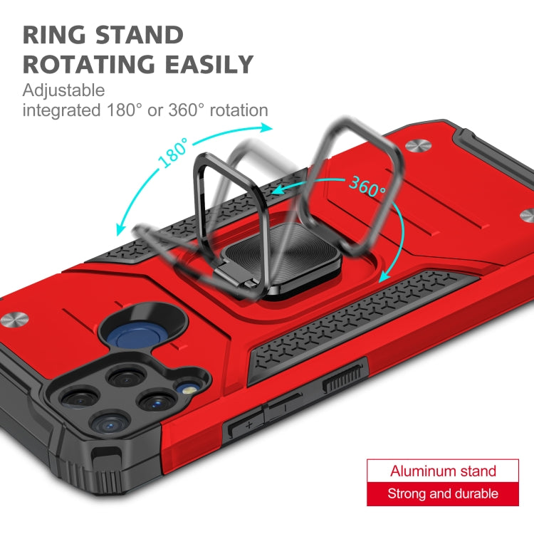 For OPPO Realme C15 Magnetic Armor Shockproof TPU + PC Phone Case with Metal Ring Holder