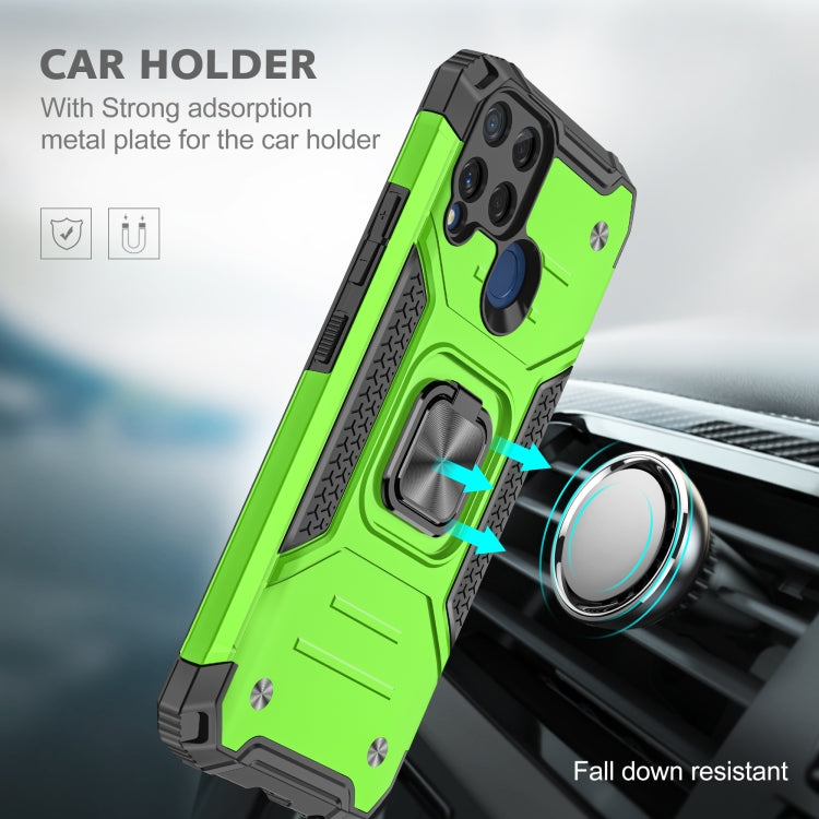 For OPPO Realme C15 Magnetic Armor Shockproof TPU + PC Phone Case with Metal Ring Holder