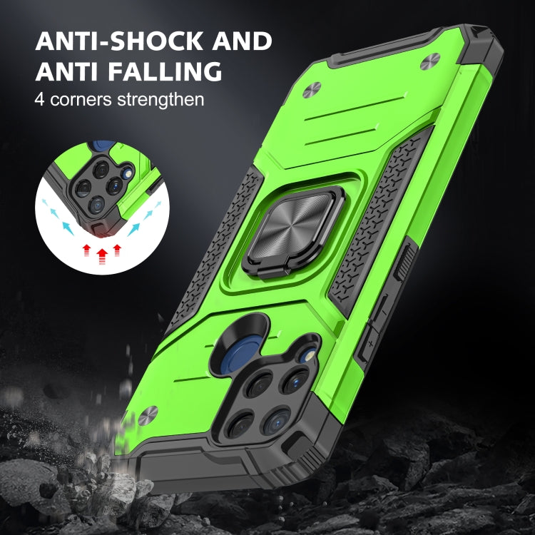 For OPPO Realme C15 Magnetic Armor Shockproof TPU + PC Phone Case with Metal Ring Holder