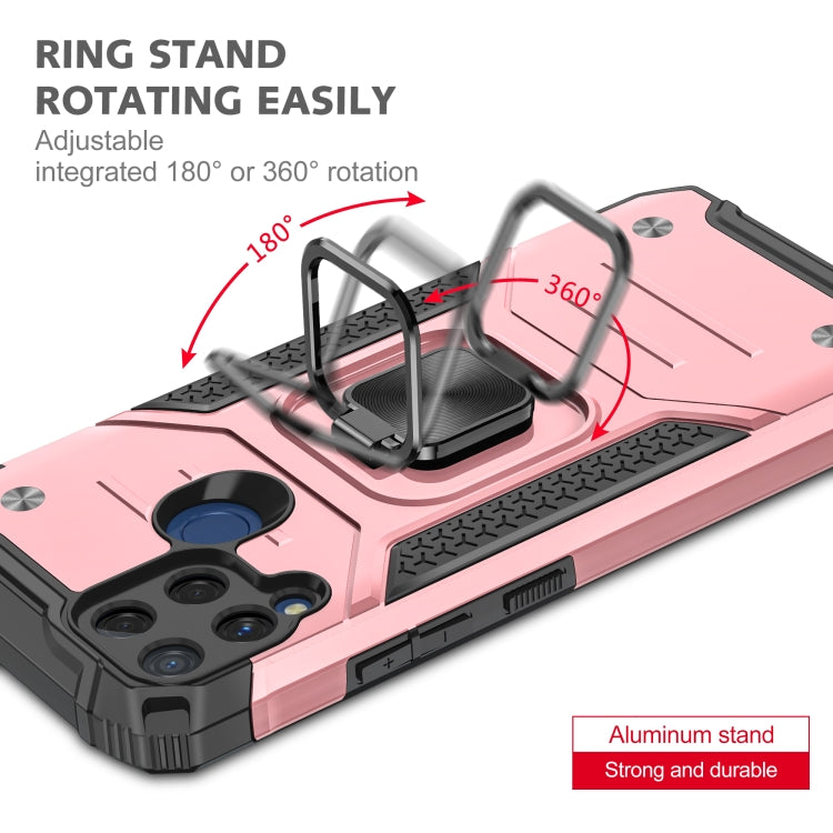 For OPPO Realme C15 Magnetic Armor Shockproof TPU + PC Phone Case with Metal Ring Holder
