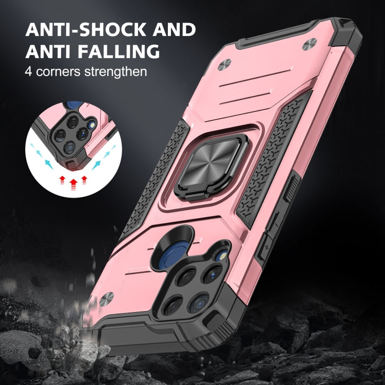 For OPPO Realme C15 Magnetic Armor Shockproof TPU + PC Phone Case with Metal Ring Holder