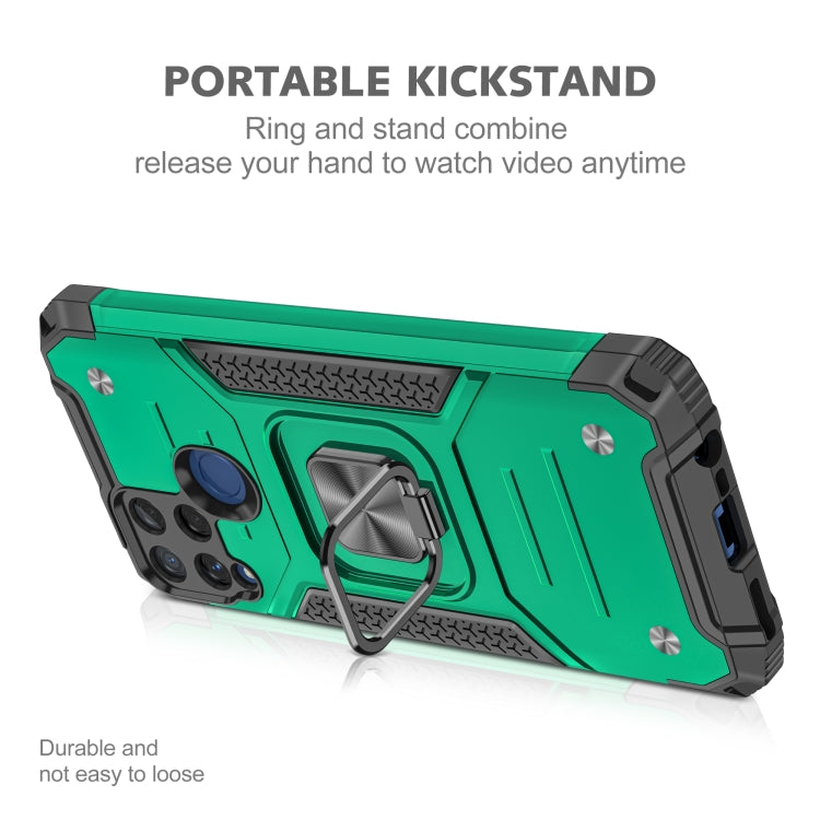 For OPPO Realme C15 Magnetic Armor Shockproof TPU + PC Phone Case with Metal Ring Holder