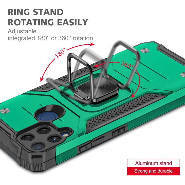 For OPPO Realme C15 Magnetic Armor Shockproof TPU + PC Phone Case with Metal Ring Holder