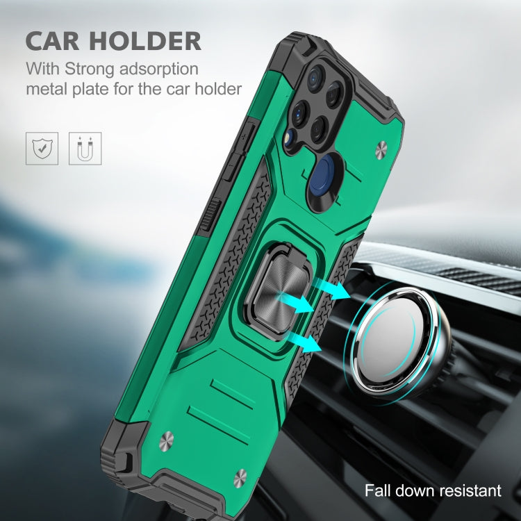 For OPPO Realme C15 Magnetic Armor Shockproof TPU + PC Phone Case with Metal Ring Holder