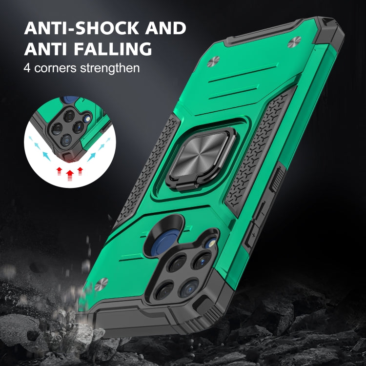 For OPPO Realme C15 Magnetic Armor Shockproof TPU + PC Phone Case with Metal Ring Holder
