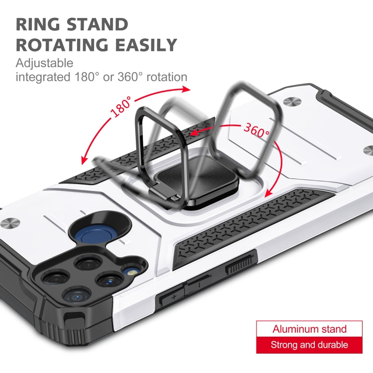 For OPPO Realme C15 Magnetic Armor Shockproof TPU + PC Phone Case with Metal Ring Holder