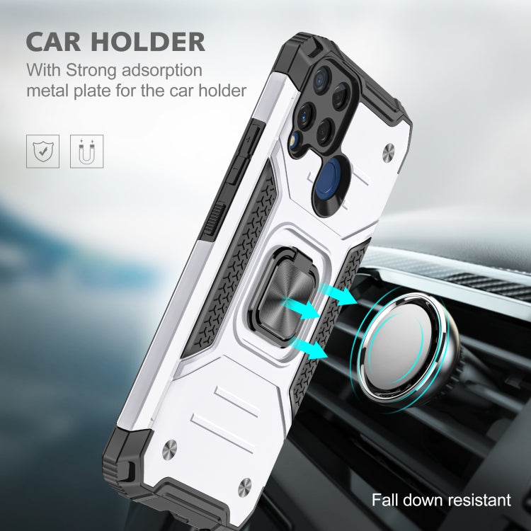 For OPPO Realme C15 Magnetic Armor Shockproof TPU + PC Phone Case with Metal Ring Holder