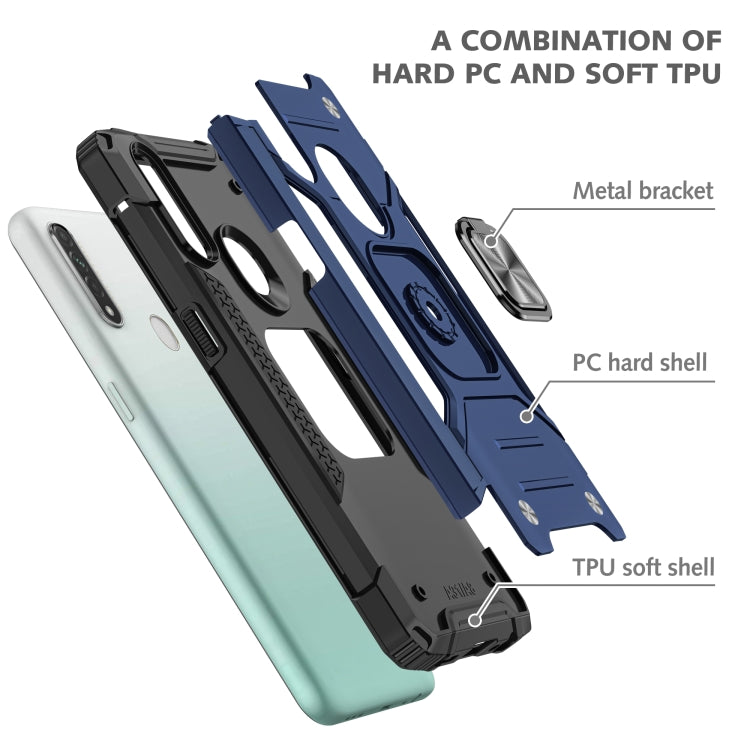 For OPPO A31 Magnetic Armor Shockproof TPU + PC Phone Case with Metal Ring Holder