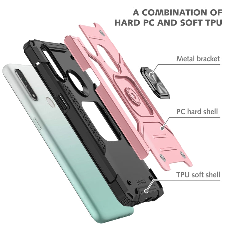 For OPPO A31 Magnetic Armor Shockproof TPU + PC Phone Case with Metal Ring Holder