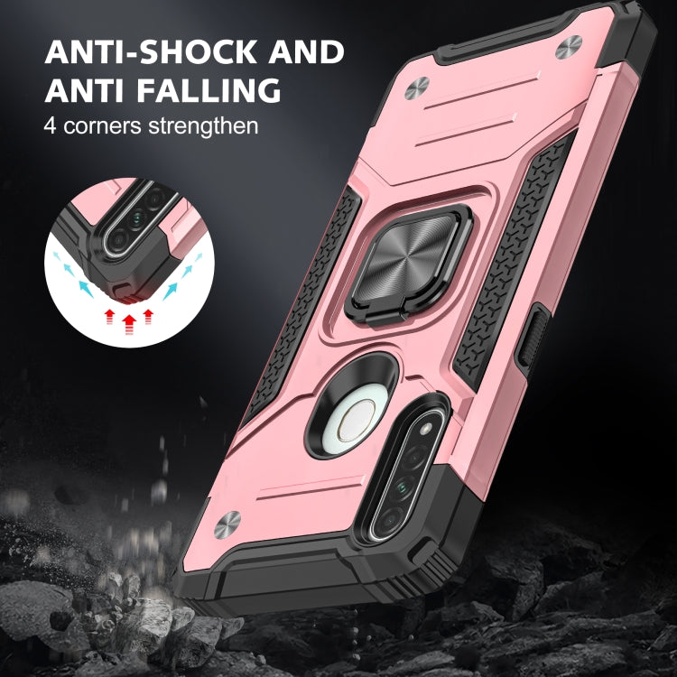 For OPPO A31 Magnetic Armor Shockproof TPU + PC Phone Case with Metal Ring Holder
