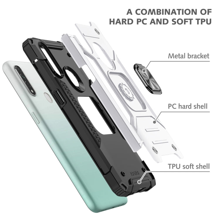 For OPPO A31 Magnetic Armor Shockproof TPU + PC Phone Case with Metal Ring Holder