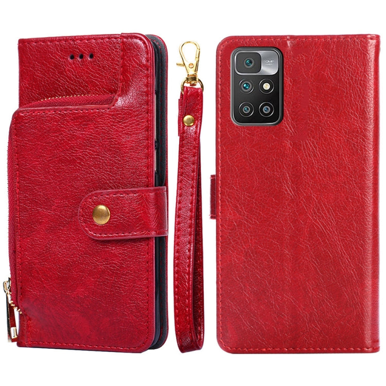For Xiaomi Redmi 10 Zipper Bag Horizontal Flip Leather Phone Case with Holder & Card Slots & Lanyard