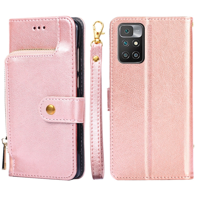 For Xiaomi Redmi 10 Zipper Bag Horizontal Flip Leather Phone Case with Holder & Card Slots & Lanyard