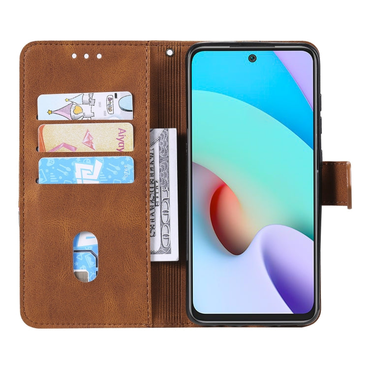 For Xiaomi Redmi Note 11 Three-color Stitching Calf Texture Horizontal Flip Phone Leather Case with Holder & Card Slots & Wallet