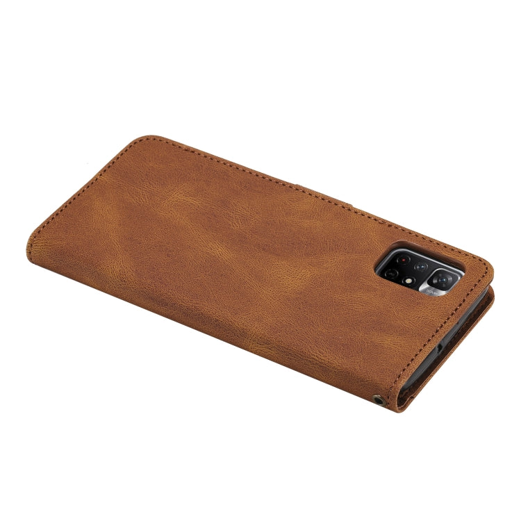 For Xiaomi Redmi Note 11 Three-color Stitching Calf Texture Horizontal Flip Phone Leather Case with Holder & Card Slots & Wallet