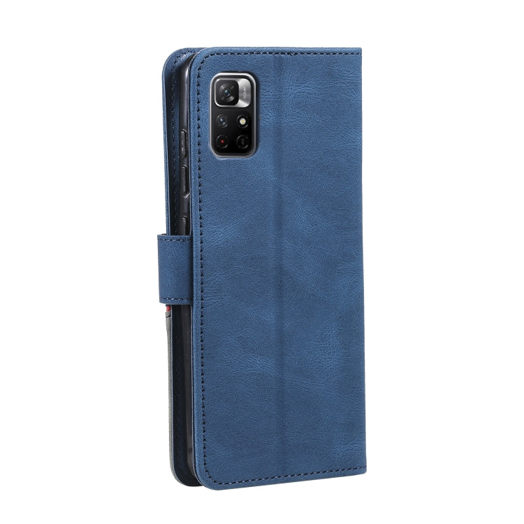 For Xiaomi Redmi Note 11 Three-color Stitching Calf Texture Horizontal Flip Phone Leather Case with Holder & Card Slots & Wallet