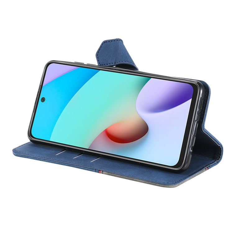 For Xiaomi Redmi Note 11 Three-color Stitching Calf Texture Horizontal Flip Phone Leather Case with Holder & Card Slots & Wallet