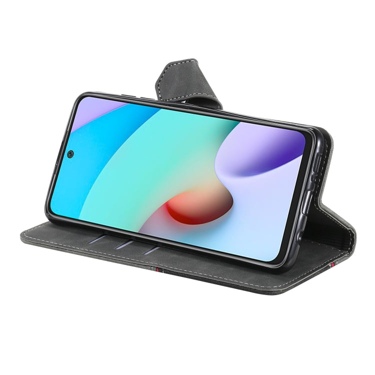 For Xiaomi Redmi Note 11 Three-color Stitching Calf Texture Horizontal Flip Phone Leather Case with Holder & Card Slots & Wallet