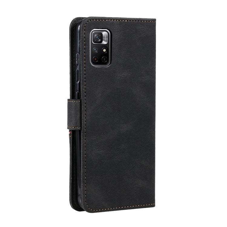 For Xiaomi Redmi Note 11 Three-color Stitching Calf Texture Horizontal Flip Phone Leather Case with Holder & Card Slots & Wallet
