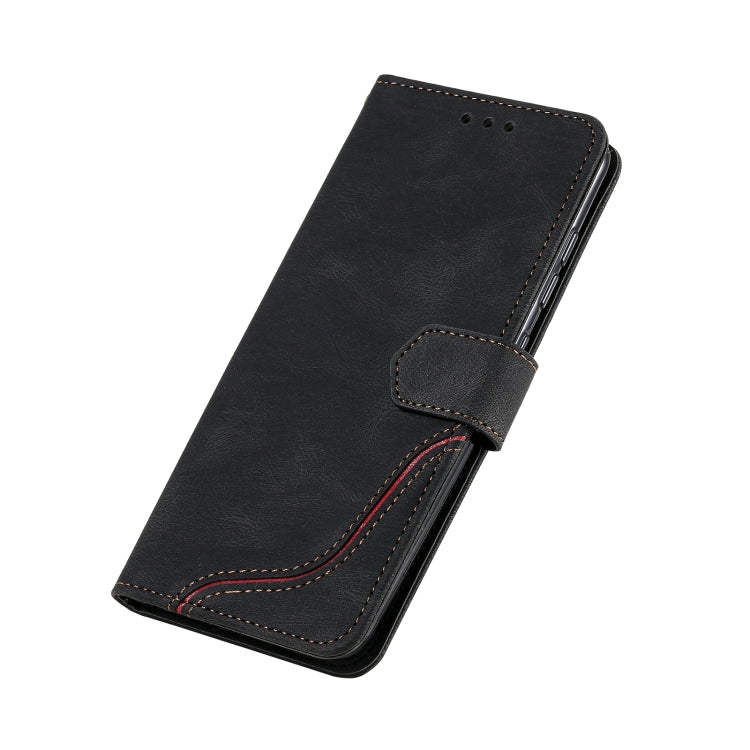 For Xiaomi Redmi Note 11 Three-color Stitching Calf Texture Horizontal Flip Phone Leather Case with Holder & Card Slots & Wallet