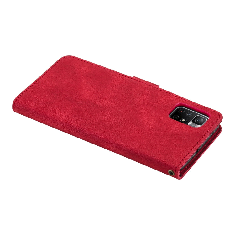 For Xiaomi Redmi Note 11 Three-color Stitching Calf Texture Horizontal Flip Phone Leather Case with Holder & Card Slots & Wallet