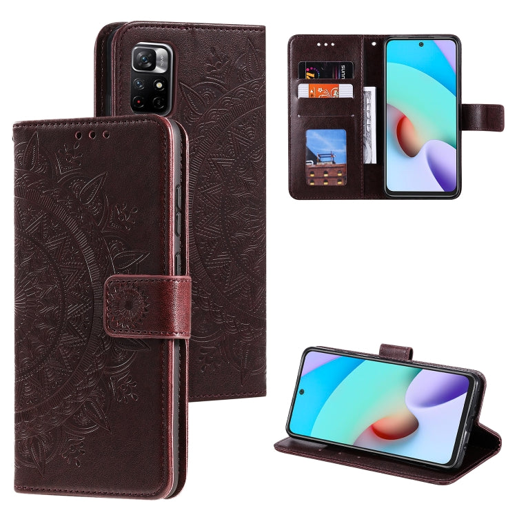 For Xiaomi Redmi Note 11 Totem Flower Embossed Horizontal Flip Phone Leather Case with Holder & Card Slots & Wallet