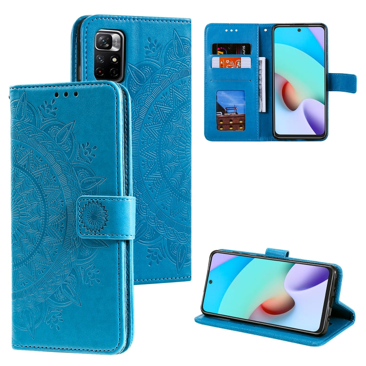 For Xiaomi Redmi Note 11 Totem Flower Embossed Horizontal Flip Phone Leather Case with Holder & Card Slots & Wallet