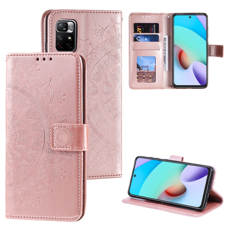 For Xiaomi Redmi Note 11 Totem Flower Embossed Horizontal Flip Phone Leather Case with Holder & Card Slots & Wallet