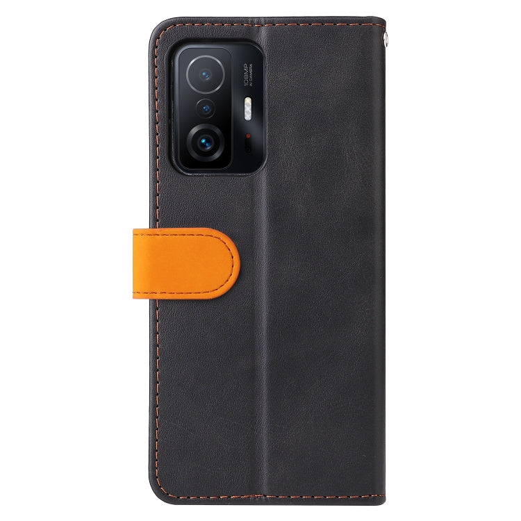 For Xiaomi 11T / 11T Pro Stitching-Color Horizontal Flip Leather Phone Case with Holder & Card Slots & Photo Frame