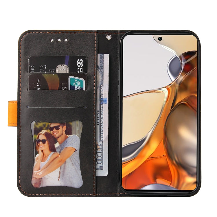 For Xiaomi 11T / 11T Pro Stitching-Color Horizontal Flip Leather Phone Case with Holder & Card Slots & Photo Frame