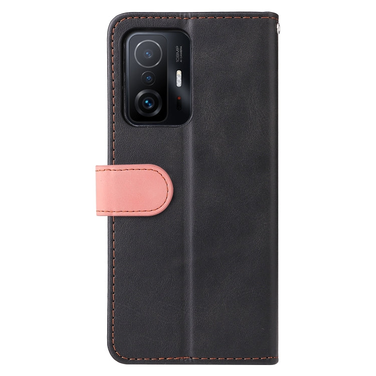 For Xiaomi 11T / 11T Pro Stitching-Color Horizontal Flip Leather Phone Case with Holder & Card Slots & Photo Frame