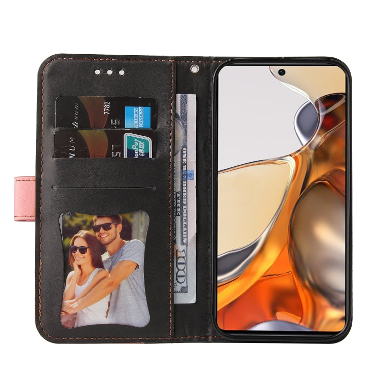 For Xiaomi 11T / 11T Pro Stitching-Color Horizontal Flip Leather Phone Case with Holder & Card Slots & Photo Frame