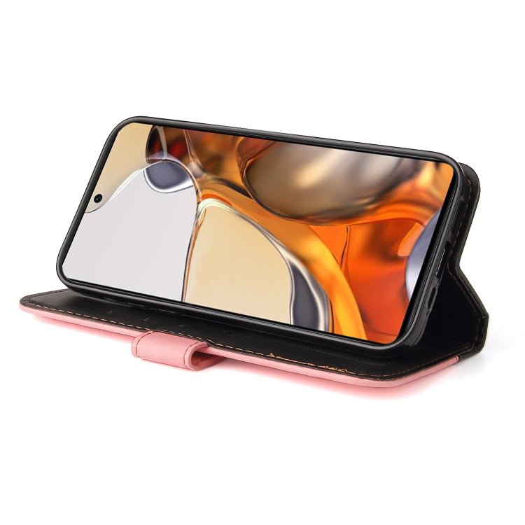 For Xiaomi 11T / 11T Pro Stitching-Color Horizontal Flip Leather Phone Case with Holder & Card Slots & Photo Frame